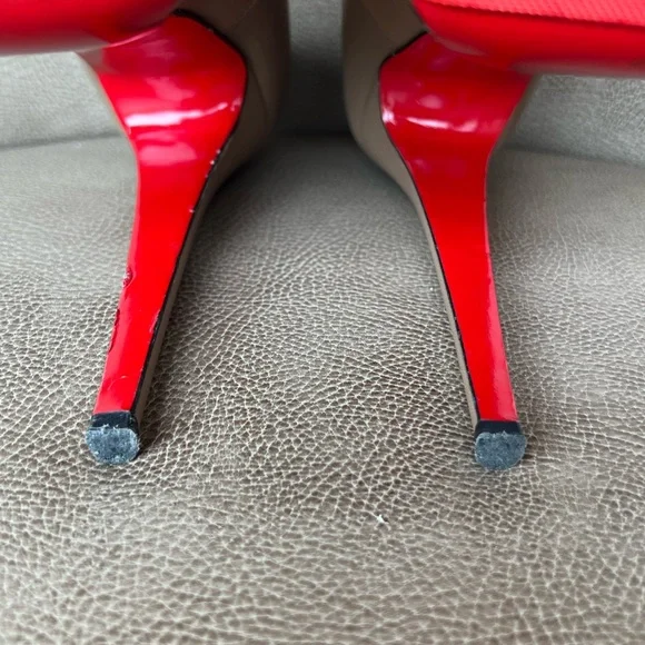 Christian Louboutin Highness 160 Nude Tan Platform Red Peep Toe Euro 38 1/2 - Picture 12 of 16